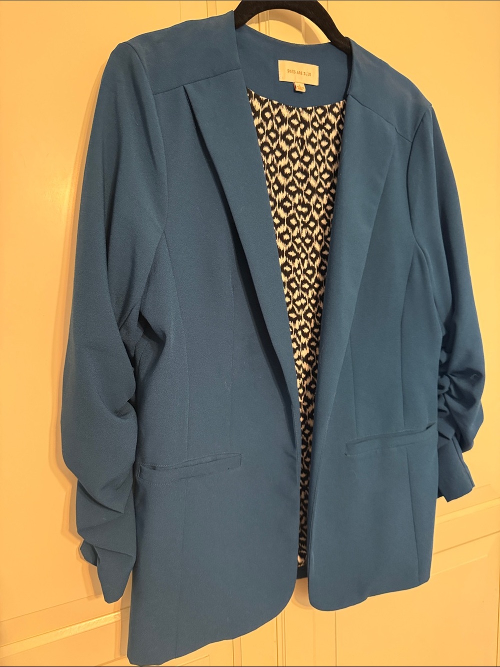 Skies Are Blue Open-Front Teal-Blue Blazer